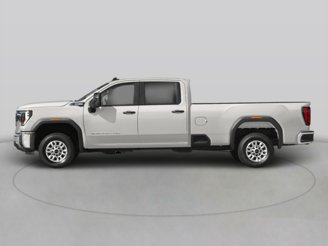 A side view of a white pickup truck